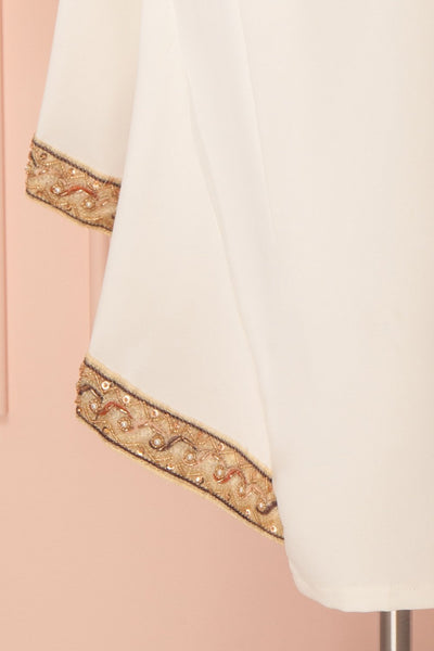 Khai Jour White One Shoulder Cape Sleeve Midi Dress | Boudoir 1861