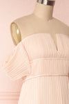 Khalida Light Pink Pleated Maxi Dress side close up | Boudoir 1861
