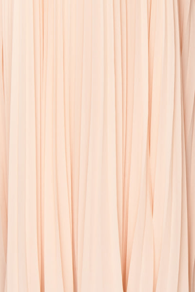 Khalida Light Pink Pleated Maxi Dress fabric | Boudoir 1861