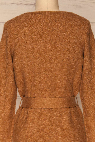 Kielce Tabac Brown Knit Cardigan | La Petite Garçonne back close-up