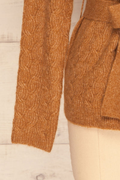 Kielce Tabac Brown Knit Cardigan | La Petite Garçonne bottom close-up