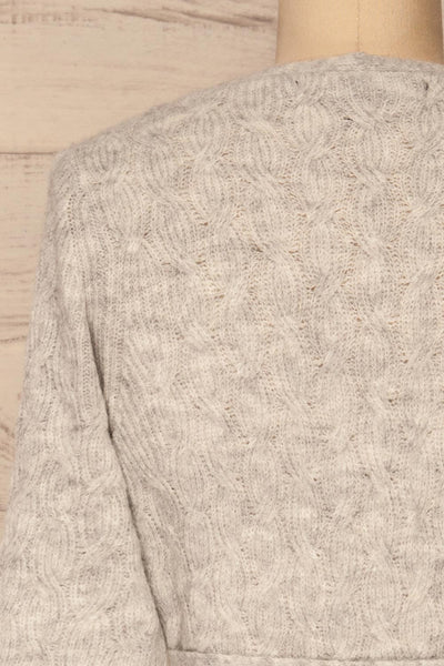 Kielce Brume Grey Long Sleeve Cardigan | La petite garçonne back close-up