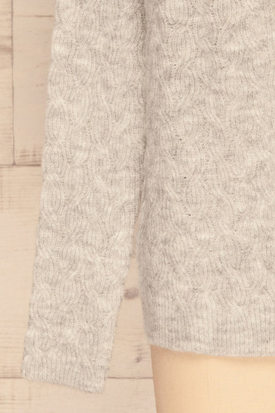 Kielce Brume Grey Long Sleeve Cardigan | La petite garçonne sleeve close-up