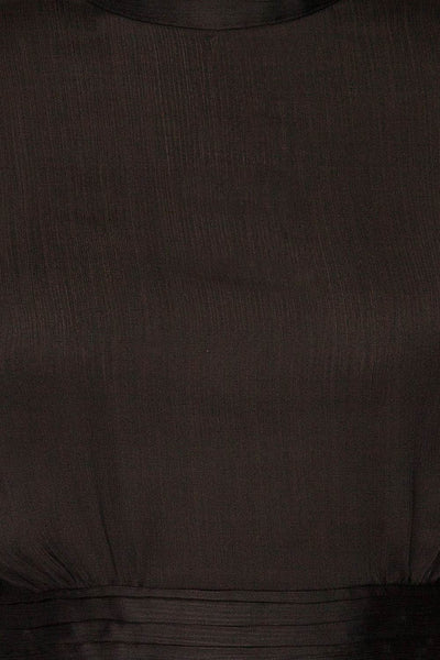Kiell Black Open Back Silky Blouse | La petite garçonne  fabric
