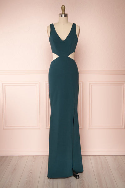Kiira Emerald Green Cut-Outs Mermaid Gown | Boudoir 1861 front view