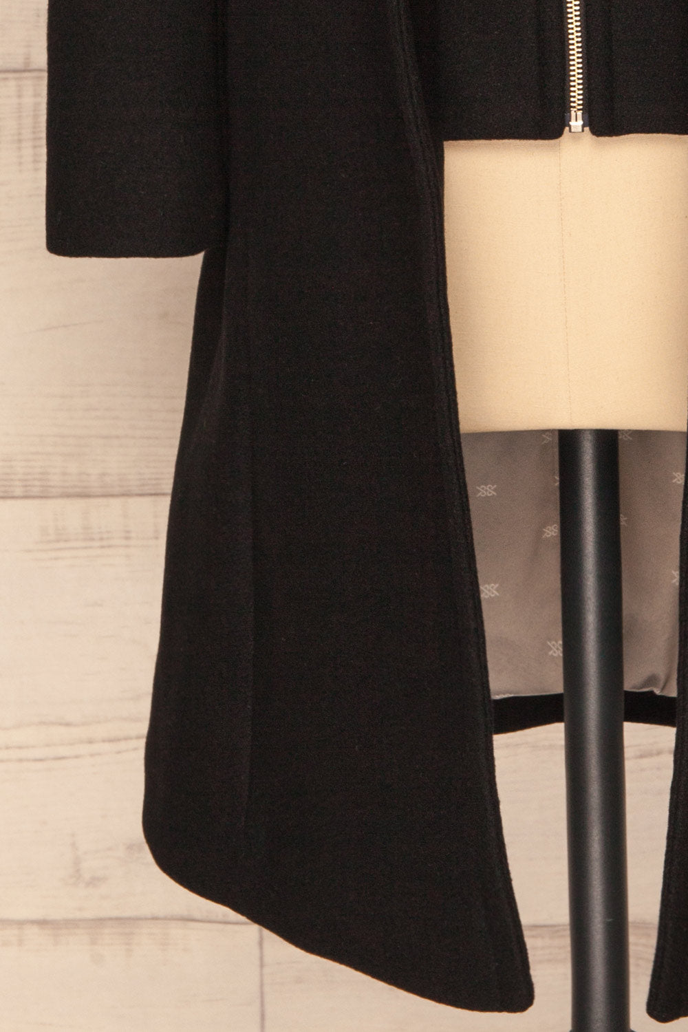 Kikky Black Felt Soia&Kyo Trench Coat bottom close up | La Petite Garçonne