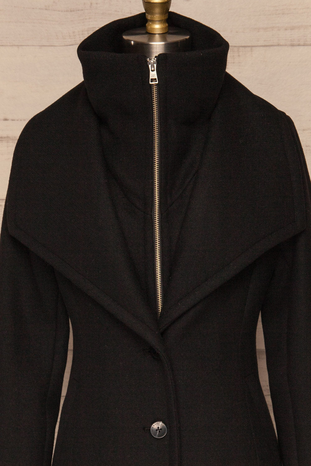 Kikky Black Felt Soia&Kyo Trench Coat front view close up | La Petite Garçonne