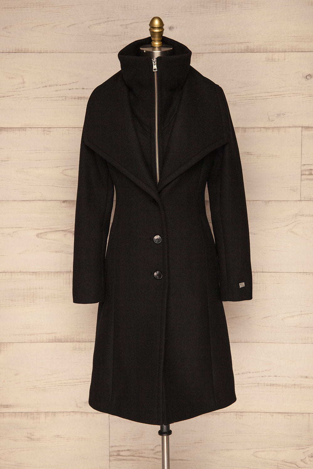 Kikky Black Felt Soia&Kyo Trench Coat front view close | La Petite Garçonne