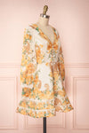 Kimanie Yellow Floral Patterned A-Line Dress side view | Boutique 1861