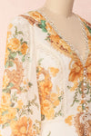 Kimanie Yellow Floral Patterned A-Line Dress side close up | Boutique 1861