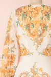 Kimanie Yellow Floral Patterned A-Line Dress back close up | Boutique 1861