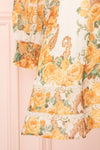 Kimanie Yellow Floral Patterned A-Line Dress sleeve close up | Boutique 1861