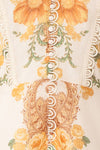 Kimanie Yellow Floral Patterned A-Line Dress fabric close up | Boutique 1861