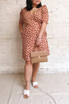 Kimberly Light Brown Short Wrap Dress | Boutique 1861 model look
