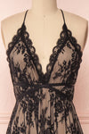 Kimcha Black Lace A-Line Gown | Boutique 1861 front close-up