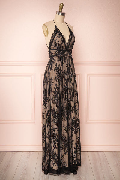 Kimcha Black Lace A-Line Gown | Boutique 1861 side view