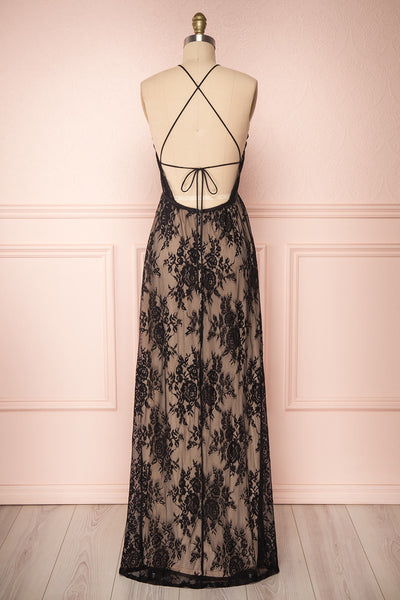 Kimcha Black Lace A-Line Gown | Boutique 1861 back view