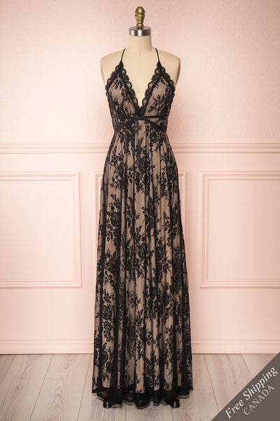 Kimcha Black Lace A-Line Gown | Boutique 1861 front view
