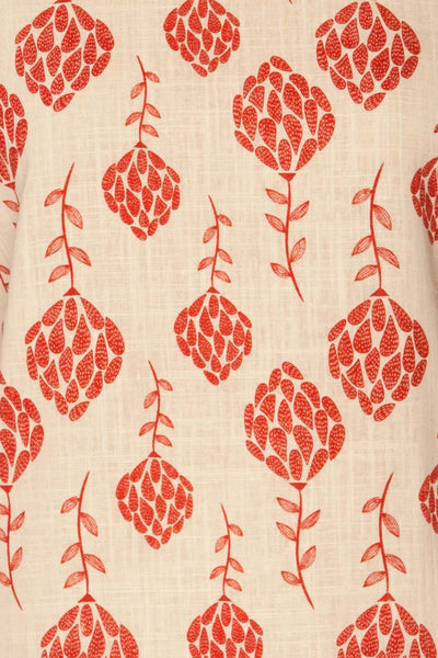 Kivotos Red Floral Pattern Linen Top | La Petite Garçonne 7
