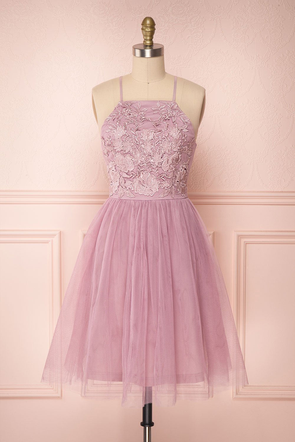 Kiyosu Figue Purple Tulle Halter Prom Dress | Boutique 1861