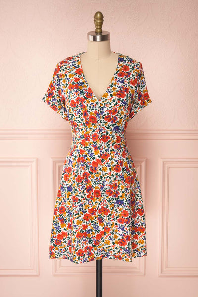 Klasina Colourful Button-Up Short Dress | Boutique 1861 backe view