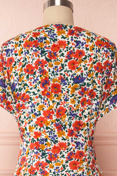 Klasina Colourful Button-Up Short Dress | Boutique 1861 back close up