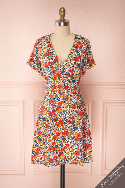 Klasina Colourful Button-Up Short Dress | Boutique 1861 front view FS
