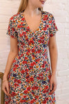 Klasina Colourful Button-Up Short Dress | Boutique 1861 on model