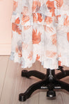 Klavdiya Colourful Tropical Leaves Pattern Maxi Dress | BOTTOM CLOSE UP | Boutique 1861
