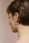 Kleczew Golden & Pearl Pendant Earrings | La Petite Garçonne on model with short hair