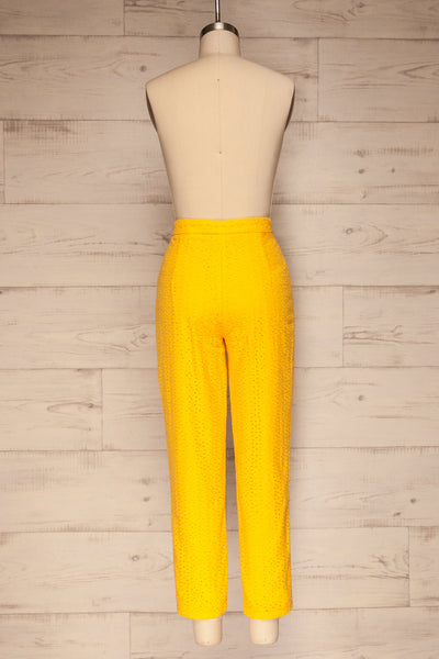 Klobuck Yellow Openwork Straight Leg Pants | La petite garçonne back view