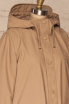 Klodzko Beige Wide Hooded Rain Coat | La petite garçonne side close up