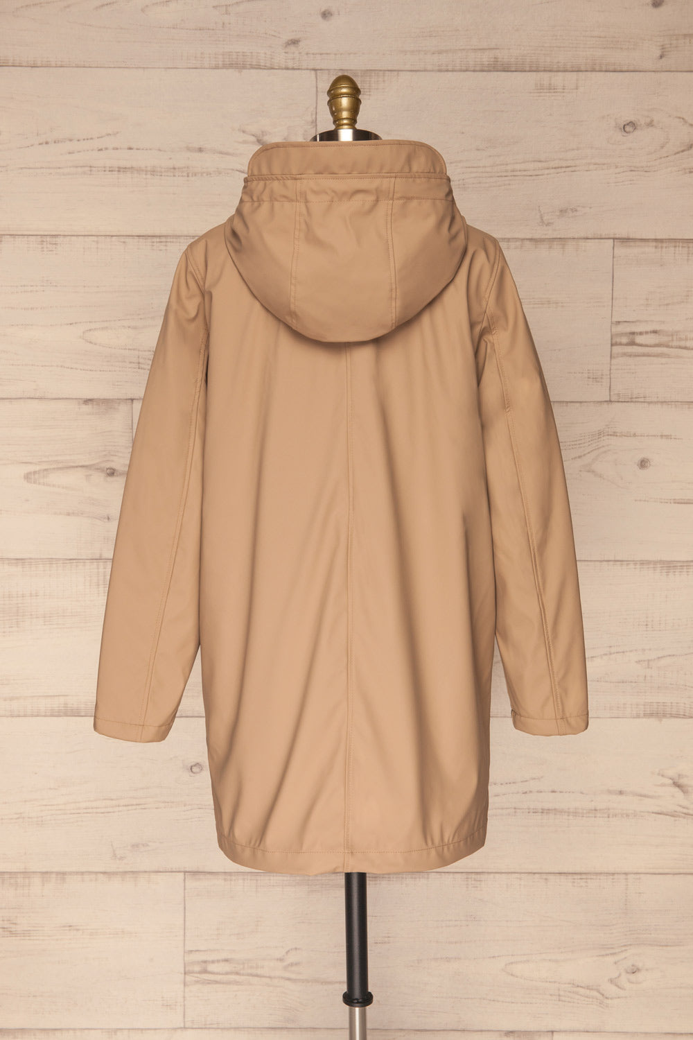 Klodzko Beige Wide Hooded Rain Coat | La petite garçonne back view