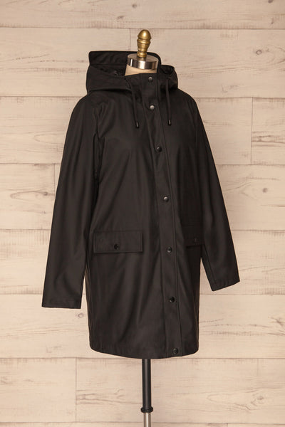 Klodzko Black Wide Hooded Rain Coat | La petite garçonne side view