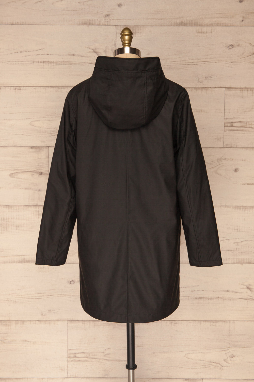 Klodzko Black Wide Hooded Rain Coat | La petite garçonne back view