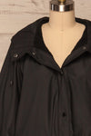 Klodzko Black Wide Hooded Rain Coat | La petite garçonne front close up open