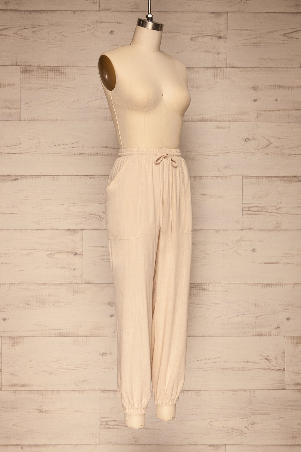 Kmesmi Light Taupe Beige High Waist Pants | La petite garçonne side view 