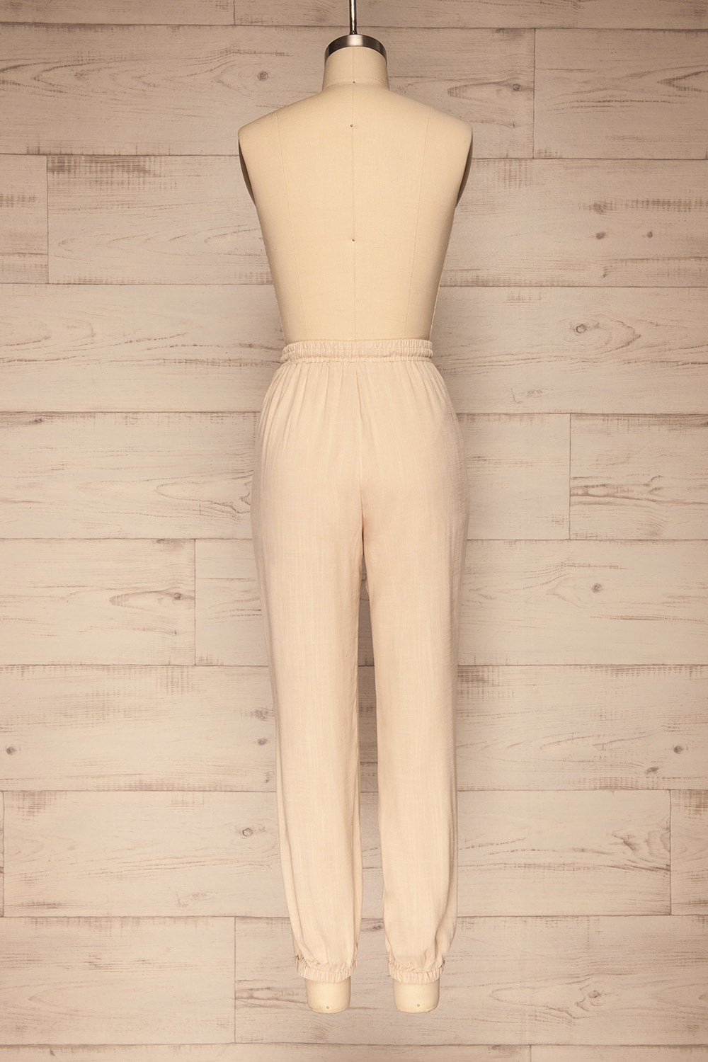 Kmesmi Light Taupe Beige High Waist Pants | La petite garçonne back view 