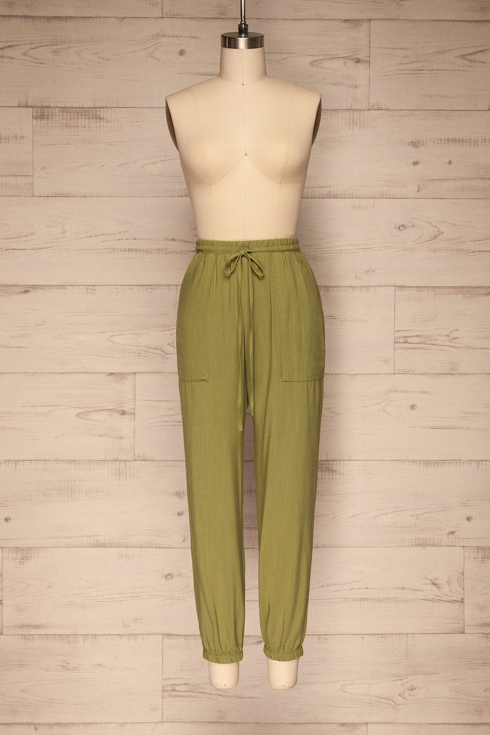 Kmesmi Olive Green High Waist Pants | La petite garçonne  front view 