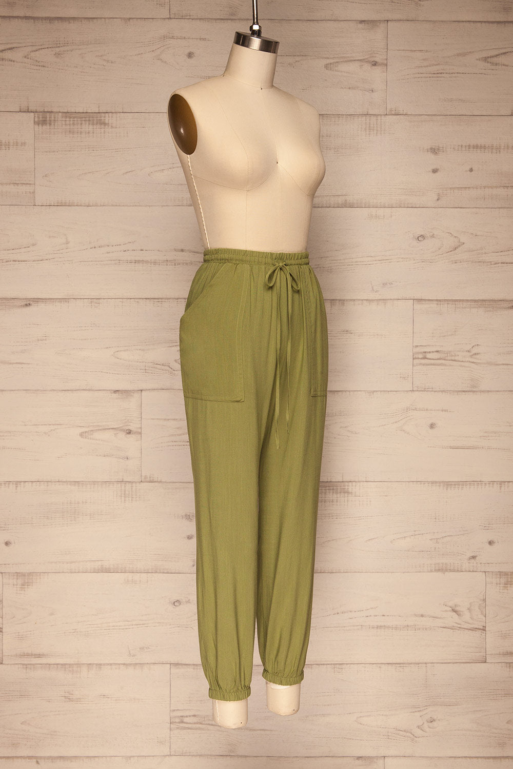 Kmesmi Olive Green High Waist Pants | La petite garçonne  side view 