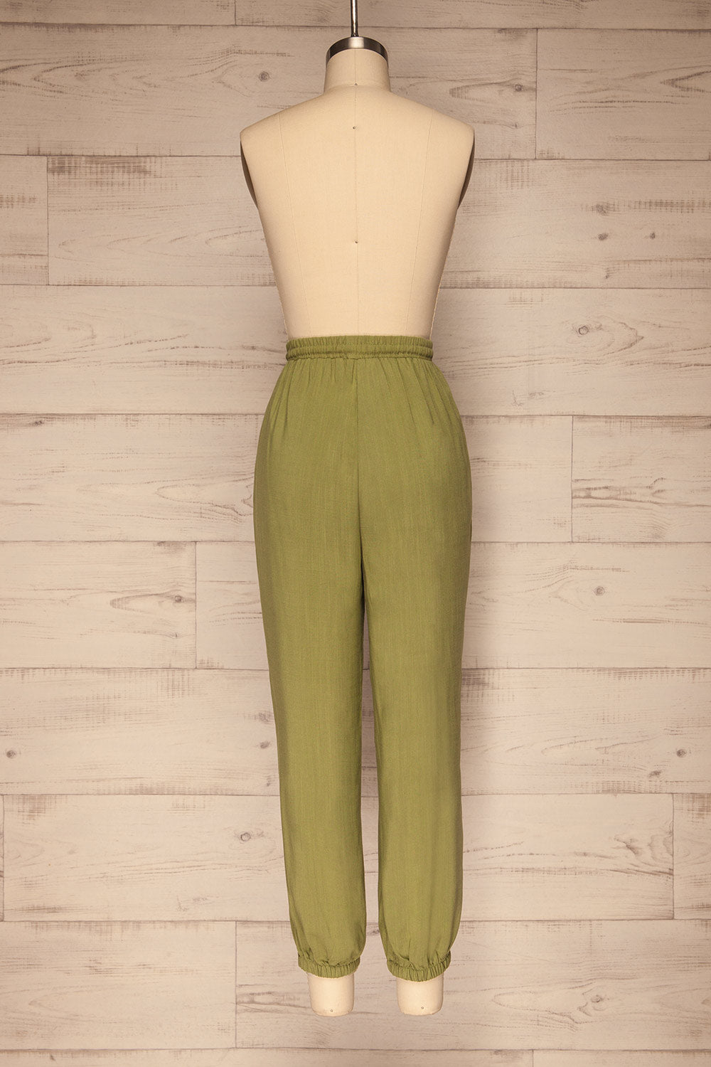 Kmesmi Olive Green High Waist Pants | La petite garçonne  back view 