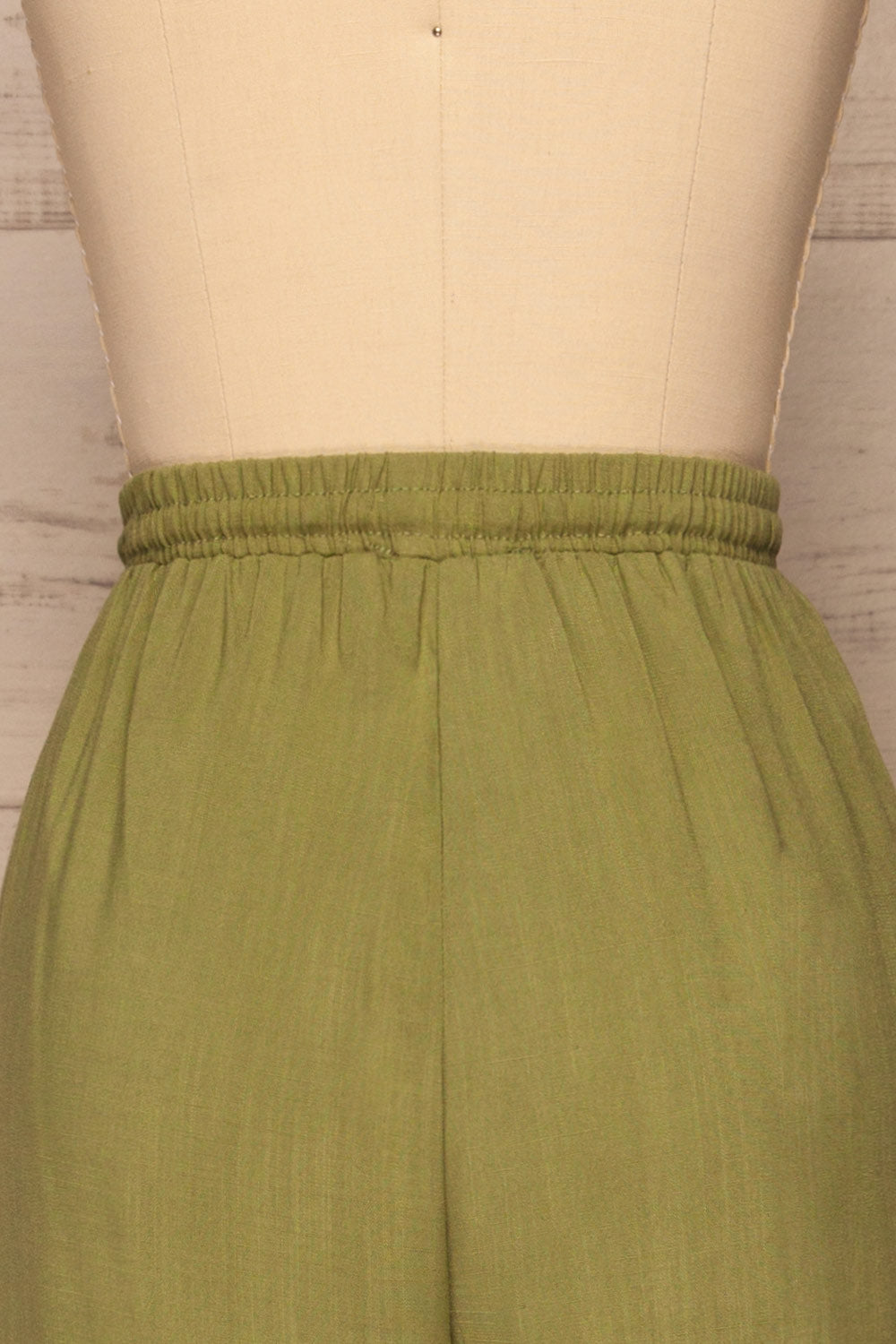 Kmesmi Olive Green High Waist Pants | La petite garçonne  back close-up