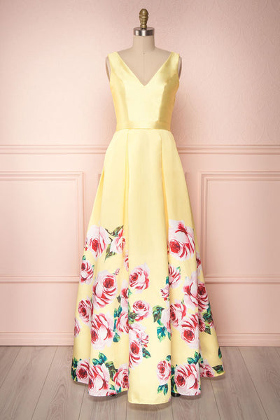 Kohei Sphinx Yellow Floral A-Line Gown | Boutique 1861