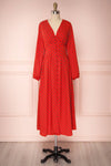 Koko Red Patterned Button-Up A-Line Maxi Dress | Boutique 1861