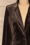 Kolding Silver Velvet Tailored Blazer | La petite garçonne front close-up