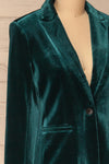 Kolding Teal Velvet Tailored Blazer | La petite garçonne side close-up