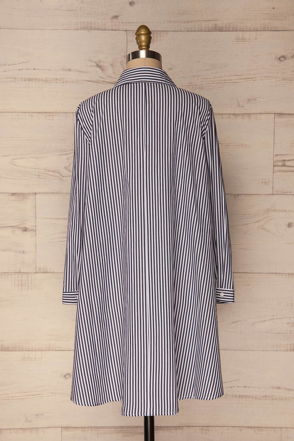 Kolinec White & Charcoal Striped Shirt Dress | La Petite Garçonne