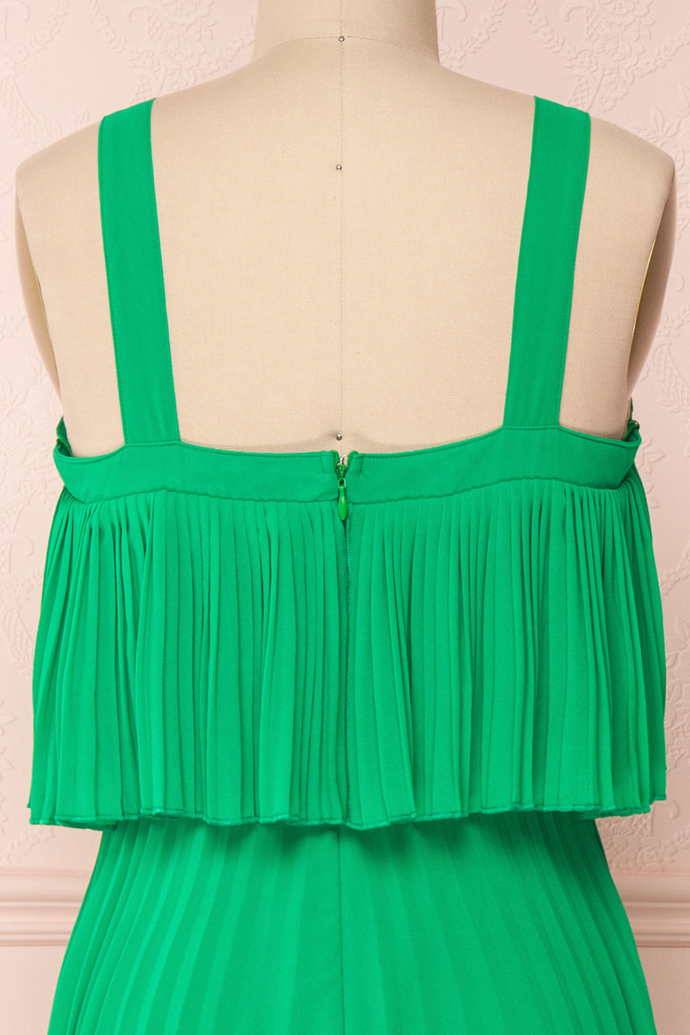 Konani Green Chiffon Pleated Midi Dress | Boutique 1861