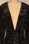 Korfantow Black Velvet Maxi Dress | La petite garçonne front close-up