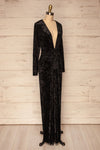 Korfantow Black Velvet Maxi Dress | La petite garçonne side view